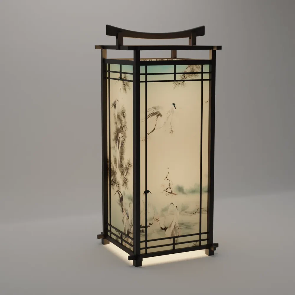 Traditional Japanese Paper Floor Lantern Lamp