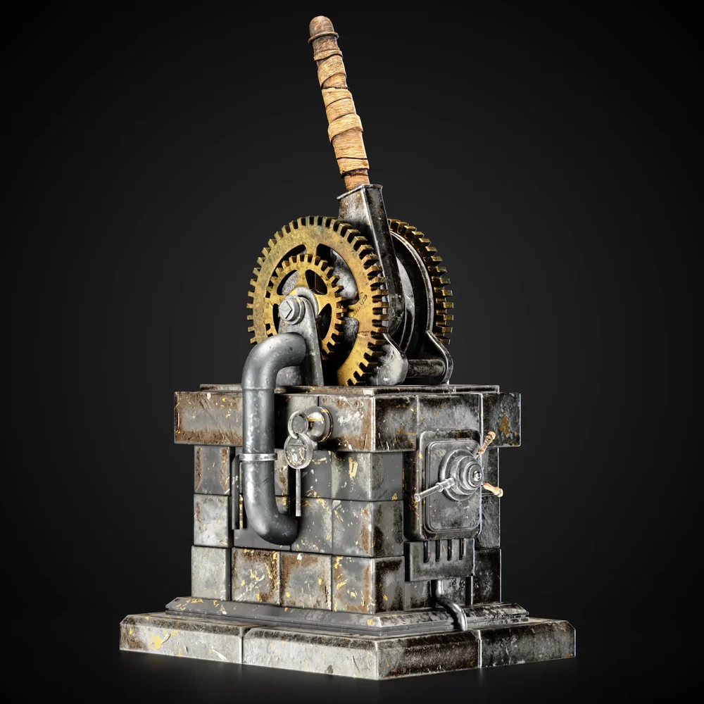 Mechanical Lever Game-Ready + 4k Textures | Blenderkit Series