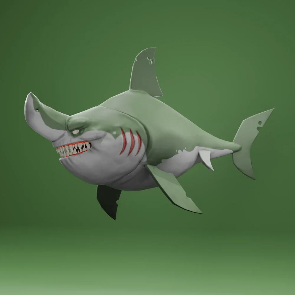Shark Stylized Green - Rigged - Lowpoly