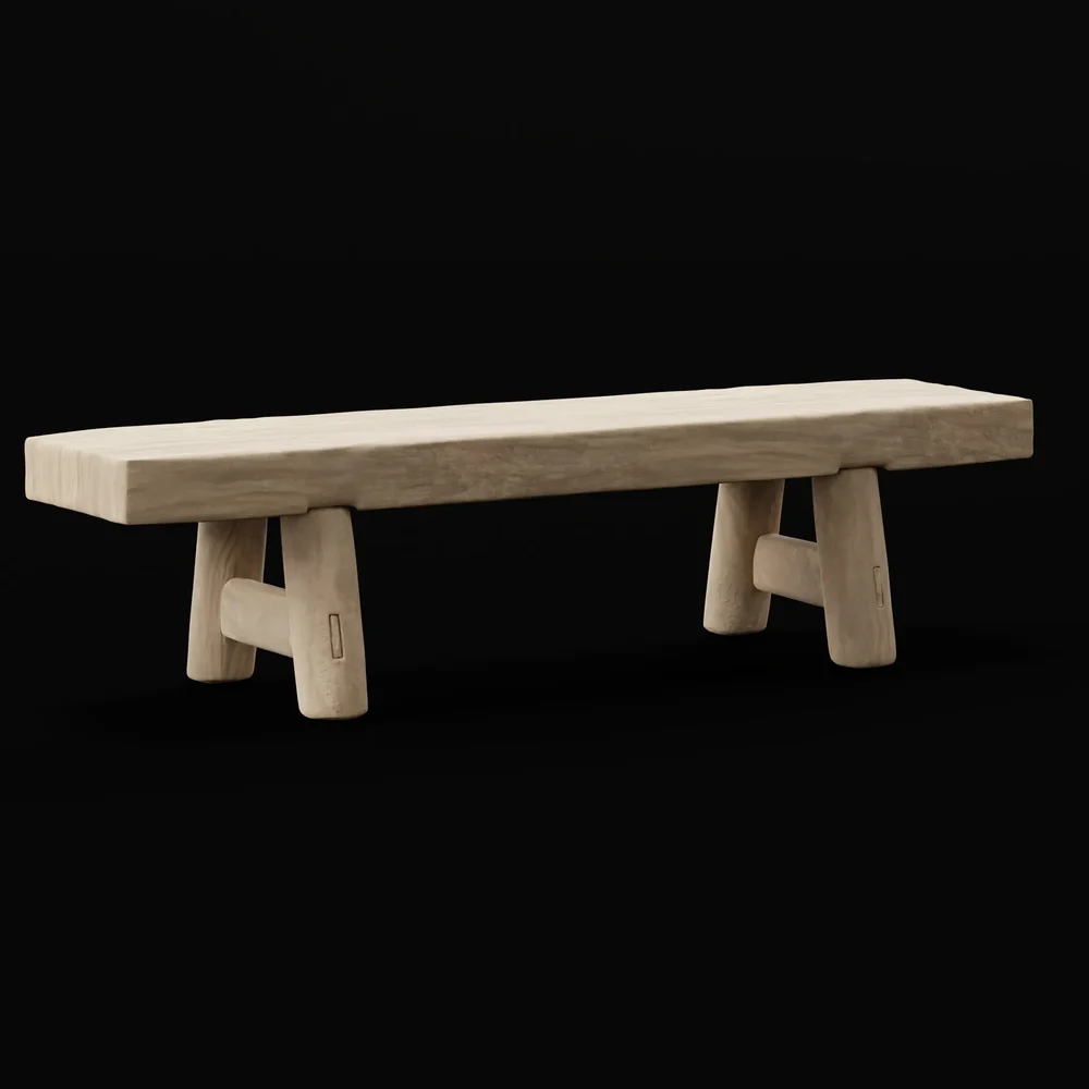 Long Old Wooden Bench