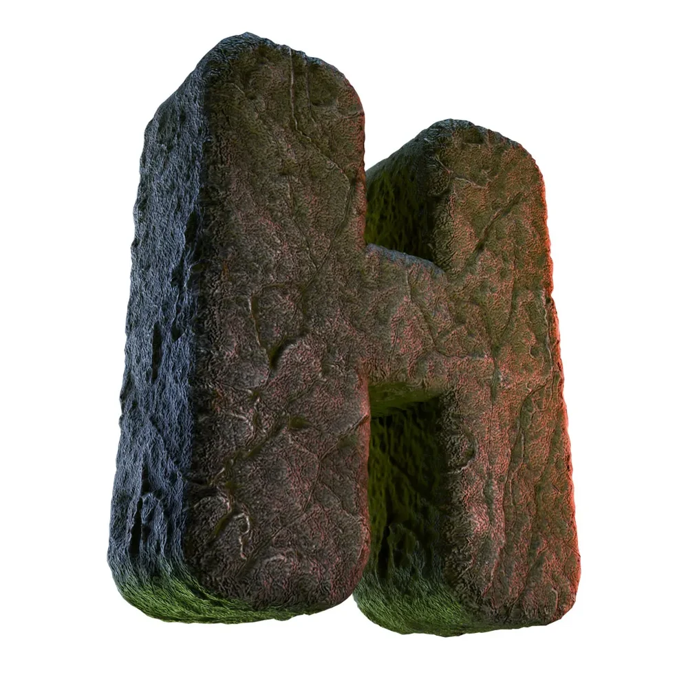 H Letter Of Alphabet Stone Carved