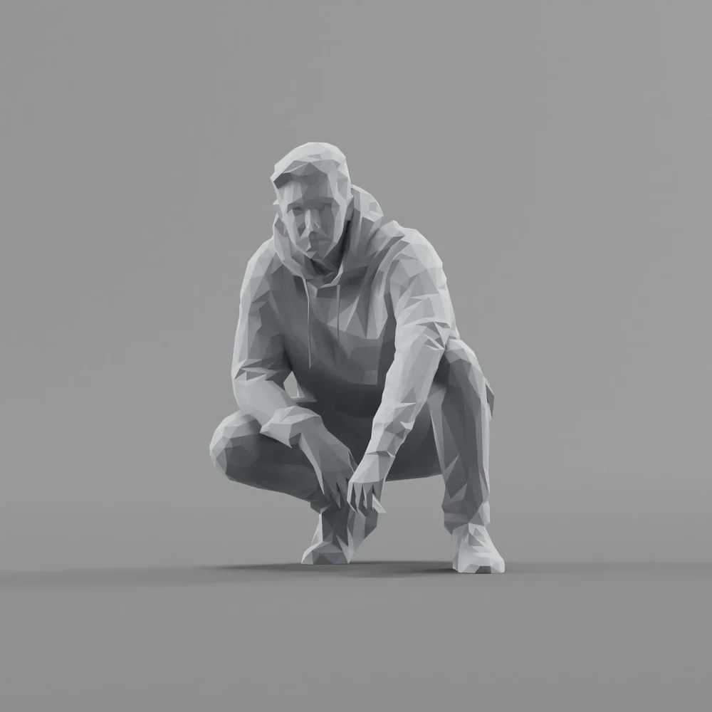 Lowpoly Male Squatting