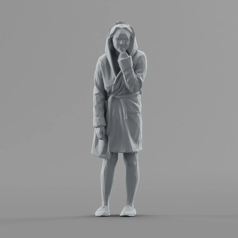 Lowpoly Female In Bathrobe