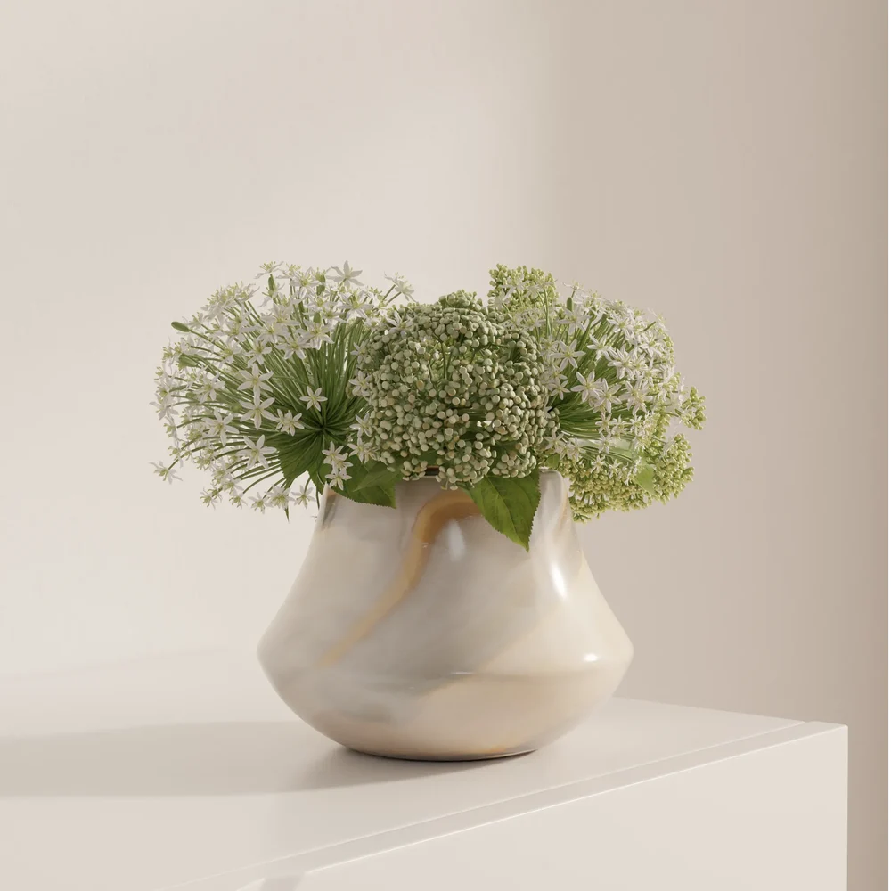 Minimal White Floral Vase