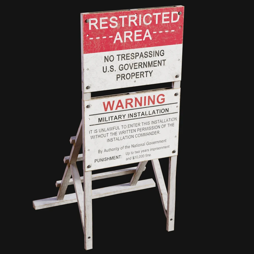 Restricted Area Us Secret Base Sign
