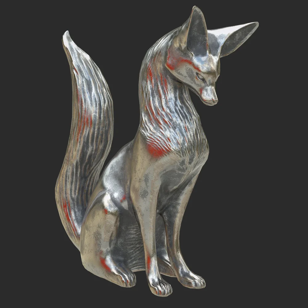 Fox Steel Statue