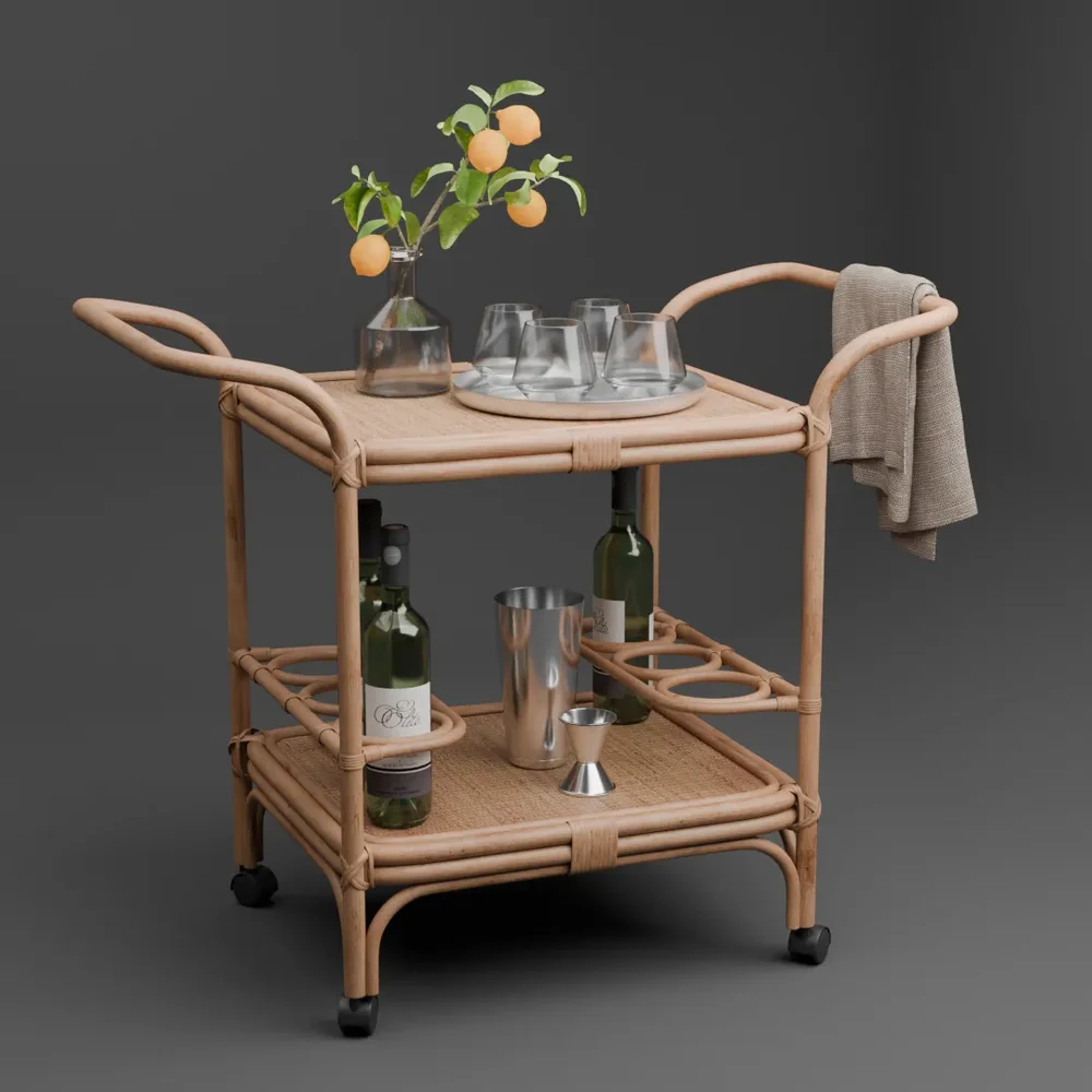 Rattan Bar Cart