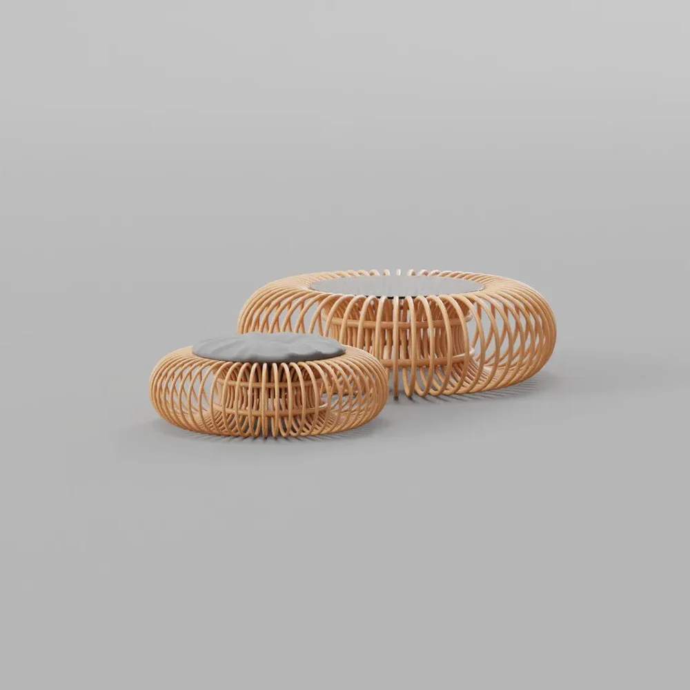 Modern Round Wooden Table With Chair