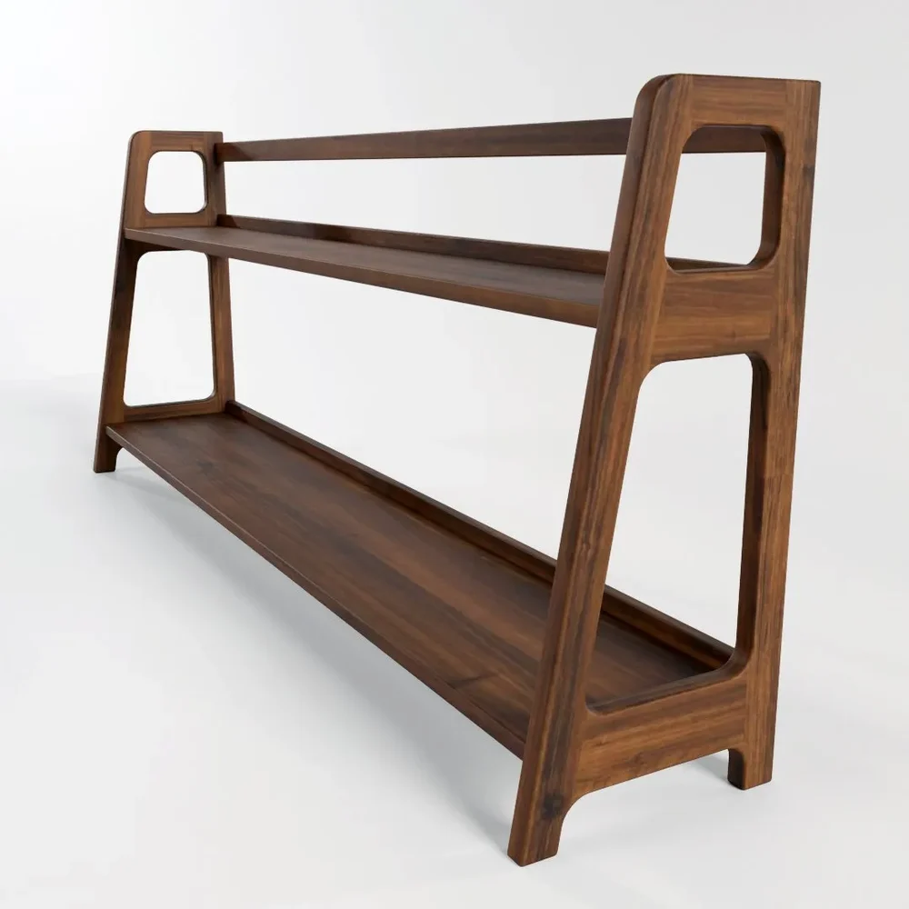 Long Wooden Shelving Unit