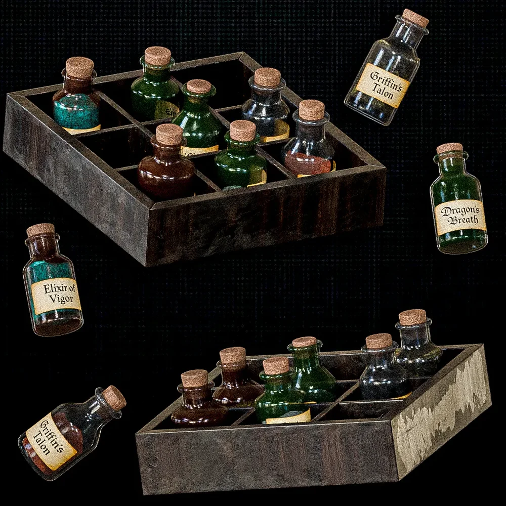 Potion Tray With Bottles