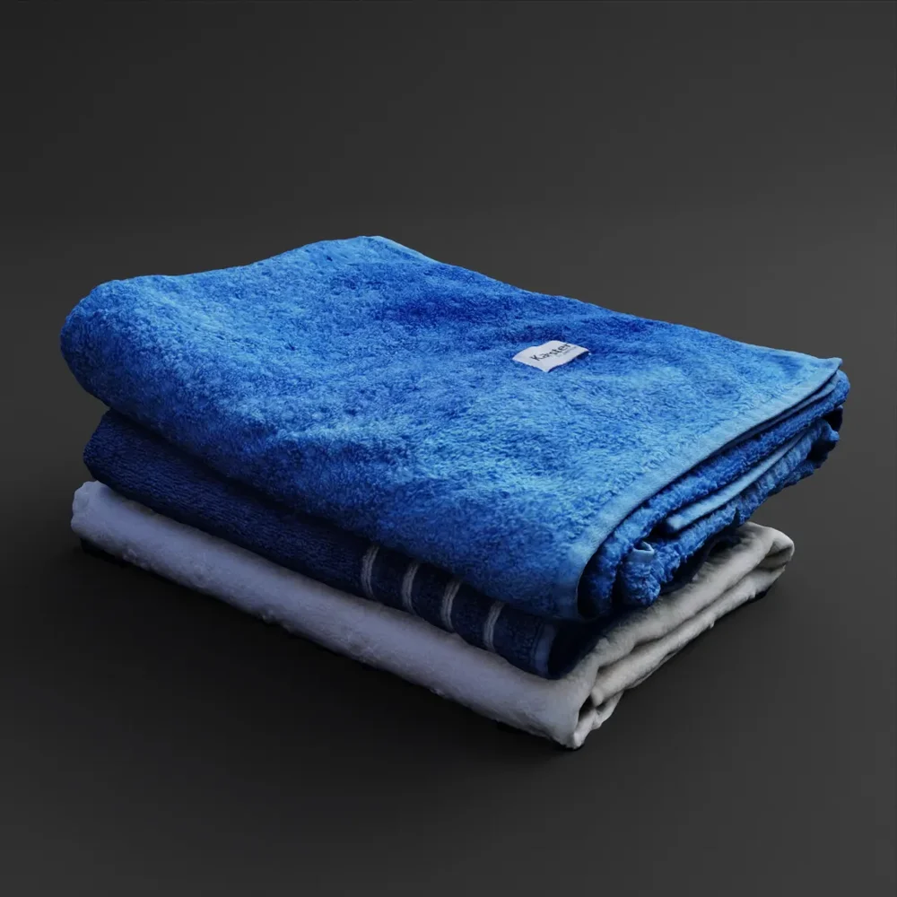 Stack Of Three Towels – Blue And White