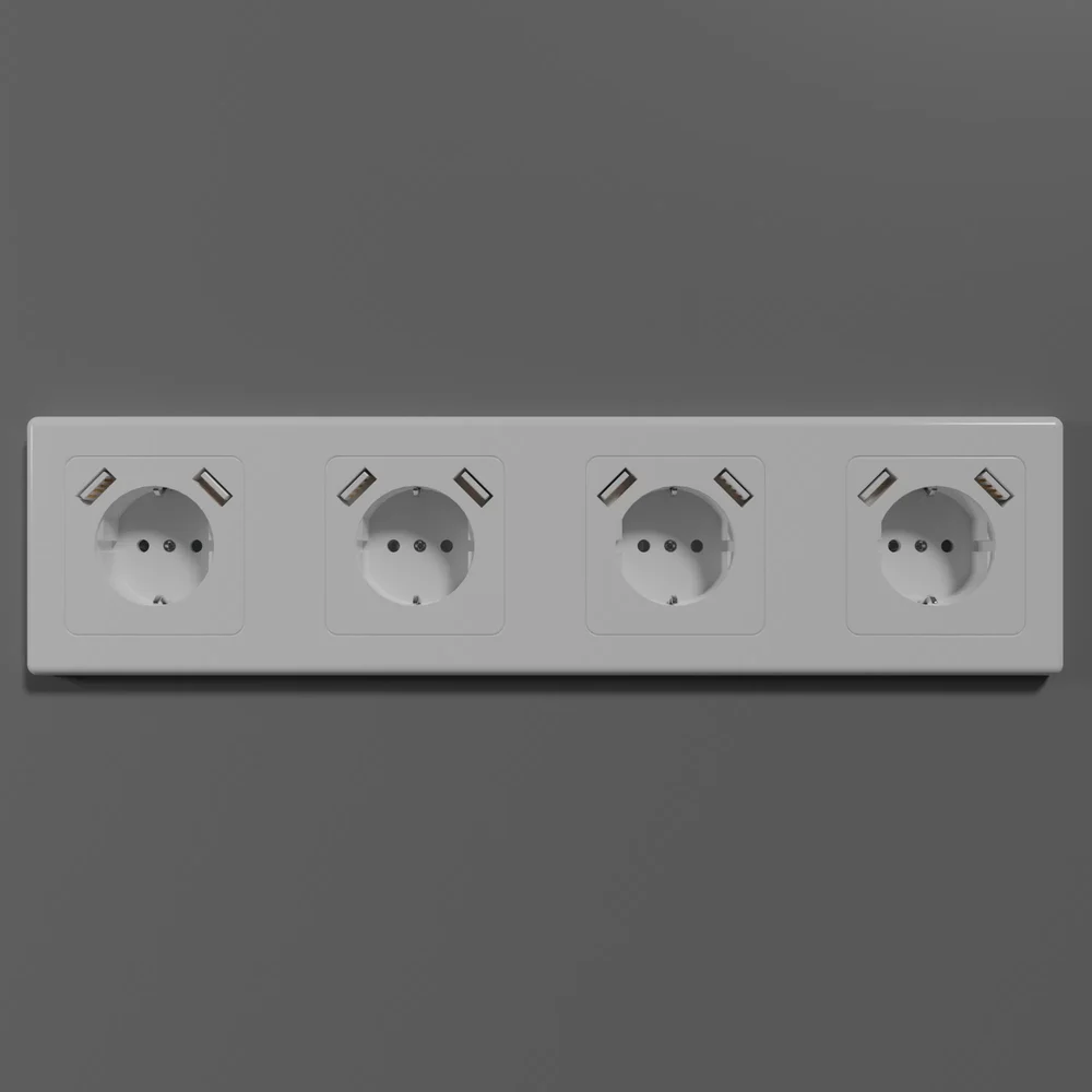 220 Volt Socket X4 With 8x Usb Charger.