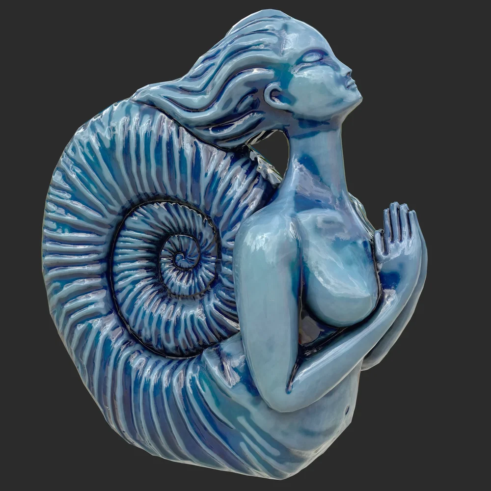 Siren Porcelain Blue Statue