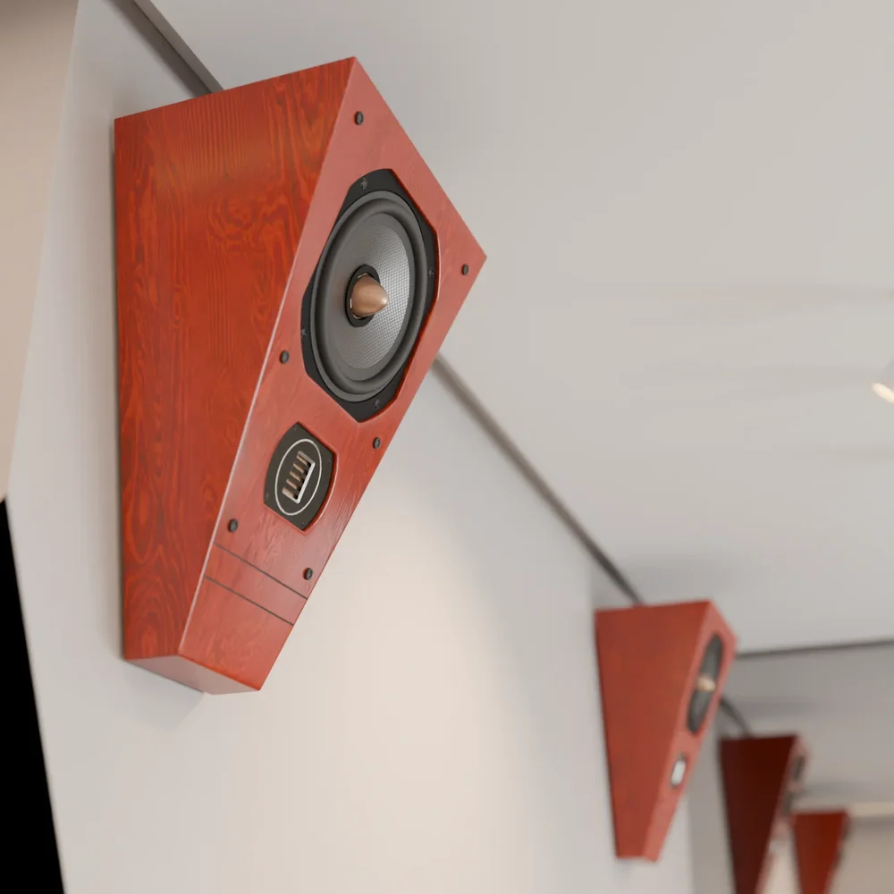 On-Wall Hi-Fi Speaker Red Wood