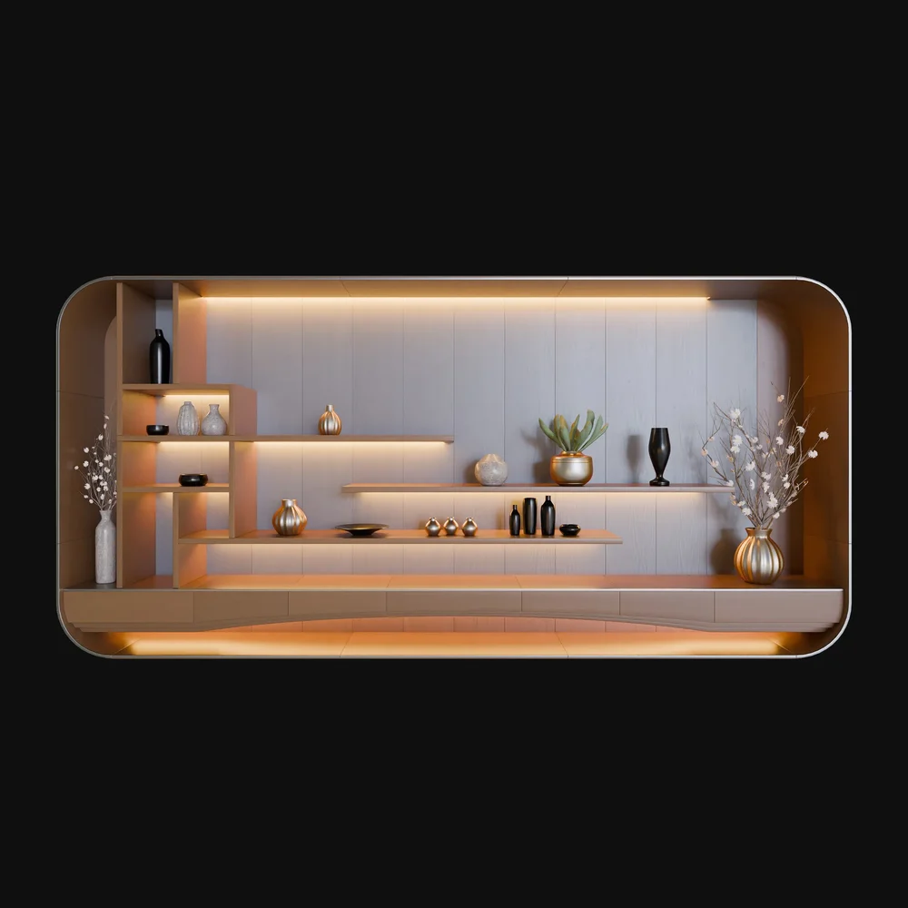 Modern Curved Decorative Wood Shelf