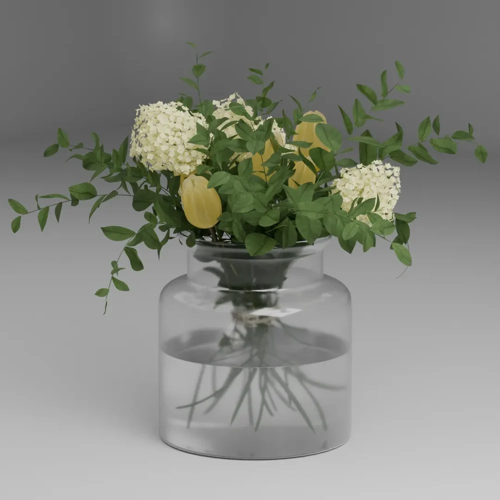 Yellow Tulip Hydrangea Vase