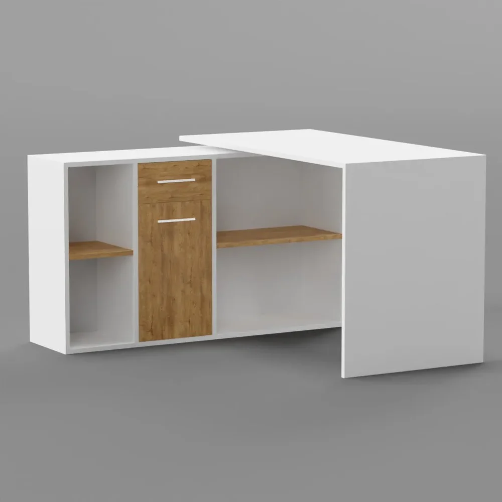 Corner Office Desk White/Oak