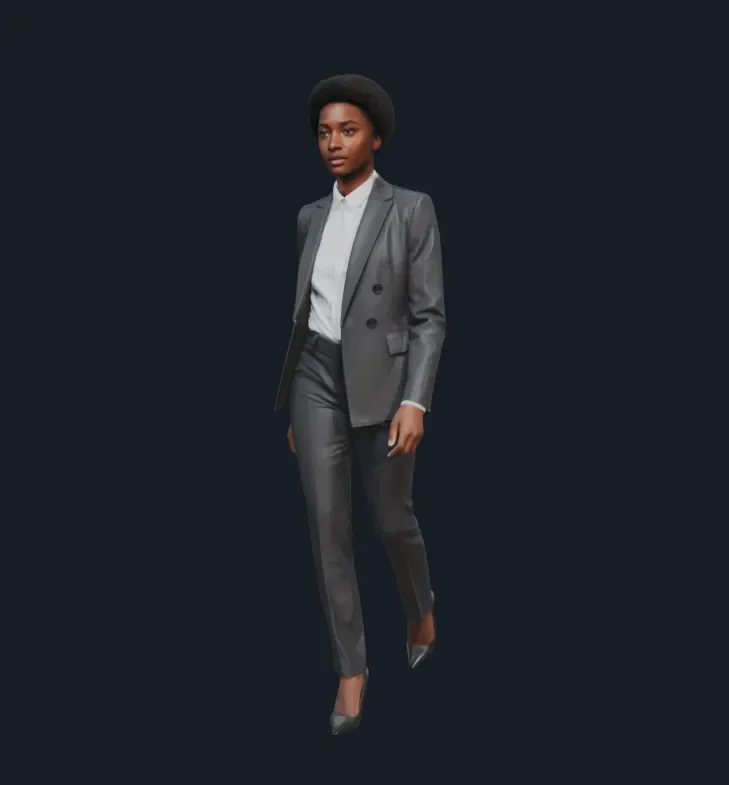 Black Woman Suit Walking