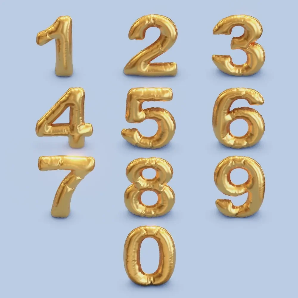 Metallic Golden Numeral Balloon
