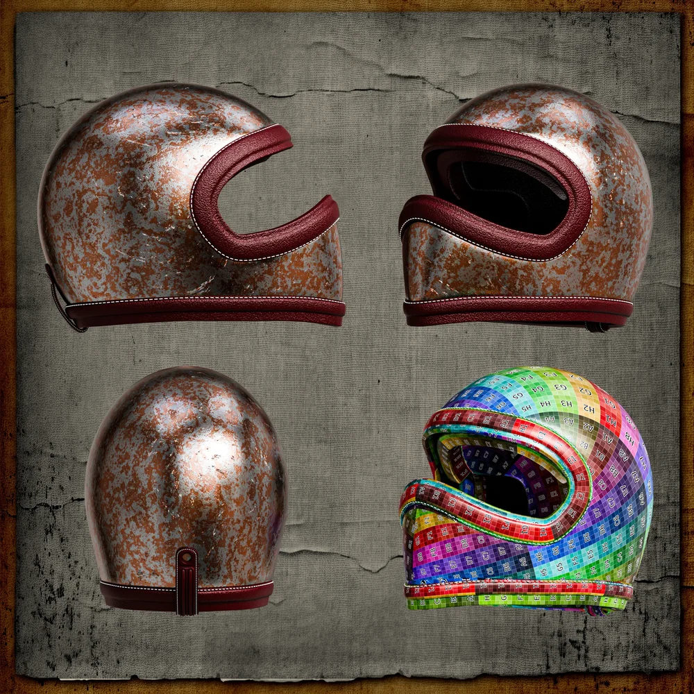 Helmet Cakil - Rusty Metal & Leather