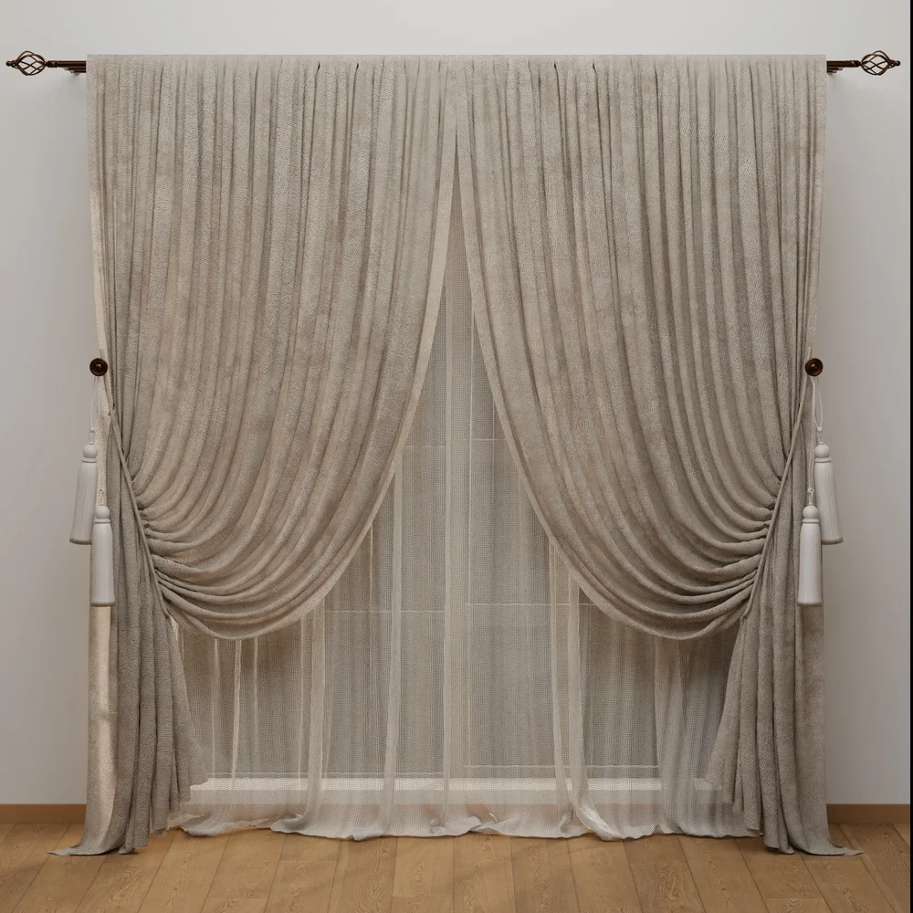 Classic Linen Draped Curtains