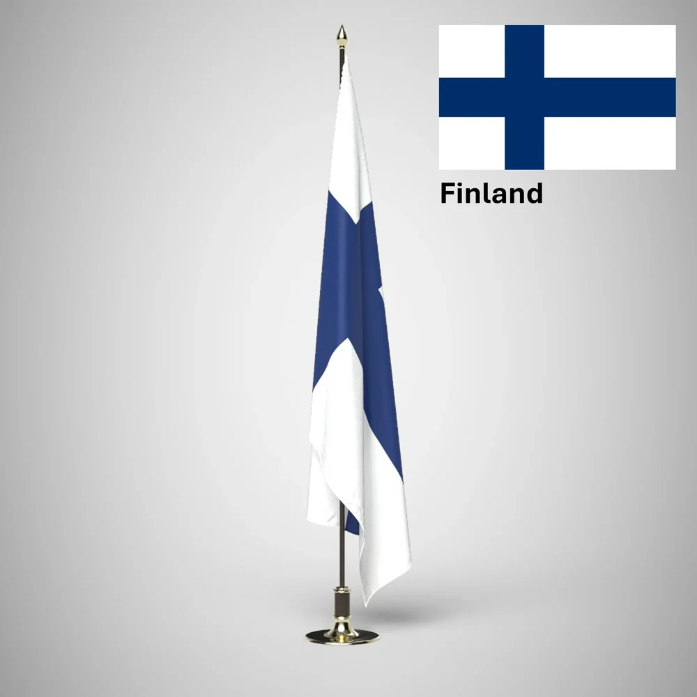 Finland Ceremonial Flag On Stand