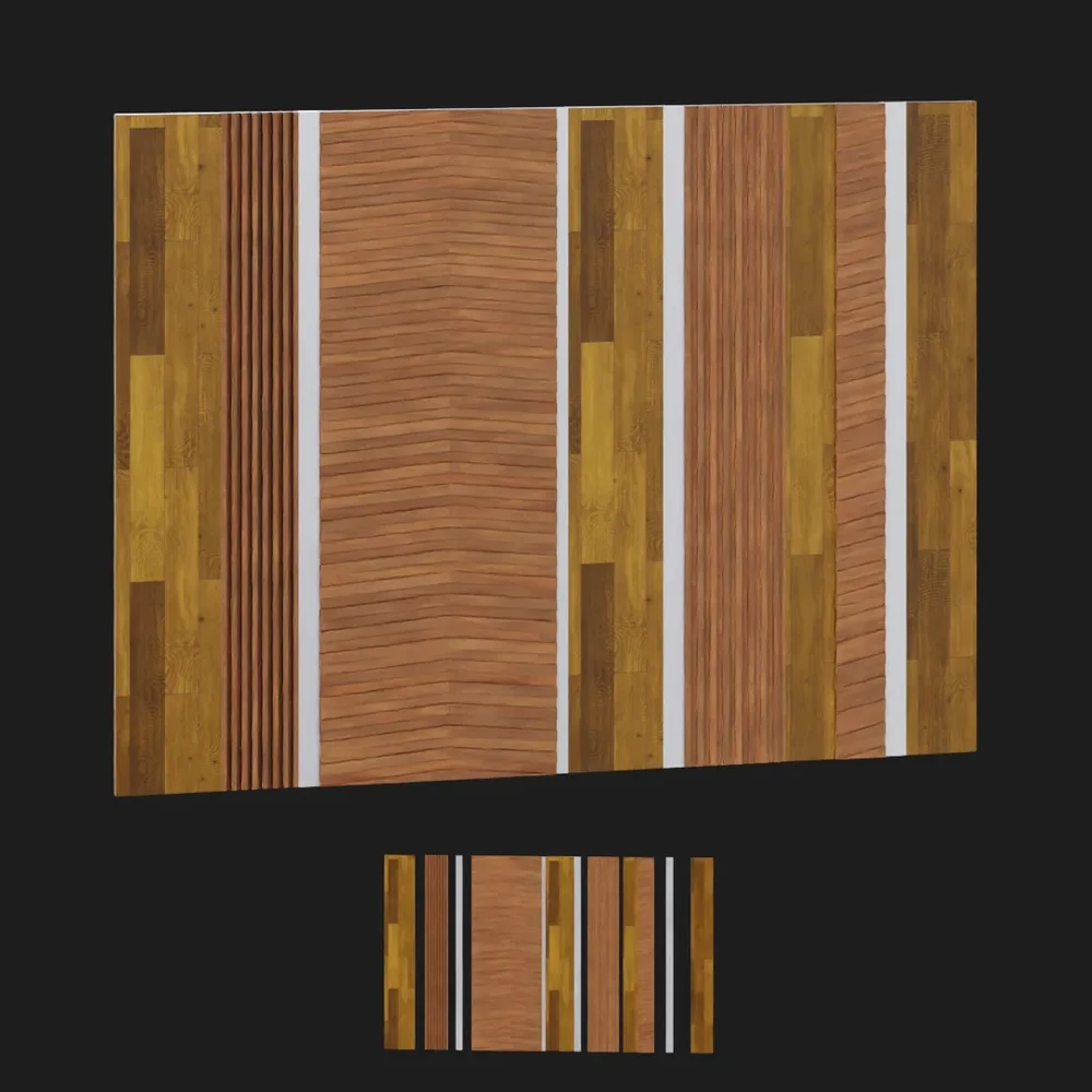 Wood Panels W/Silver Metal