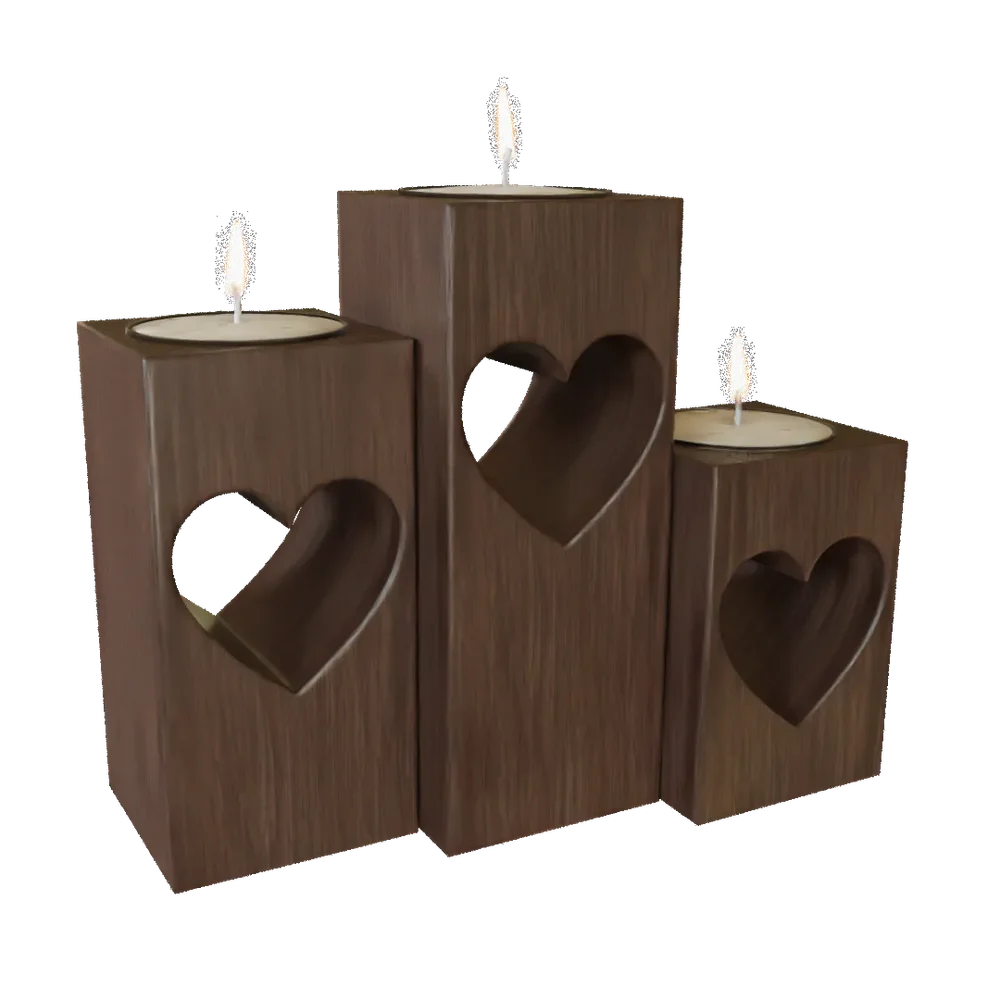 Wooden Candle With A Heart
