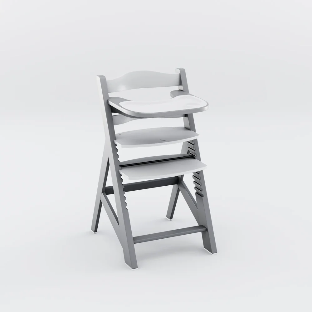 Grey And White Feeding Chair For A Child