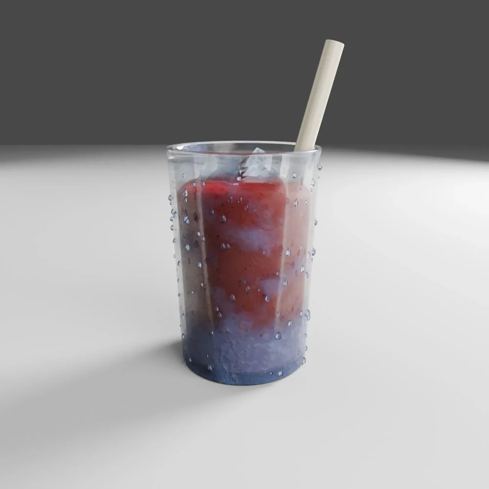 Iced Glass Of Strawberry Smoothie