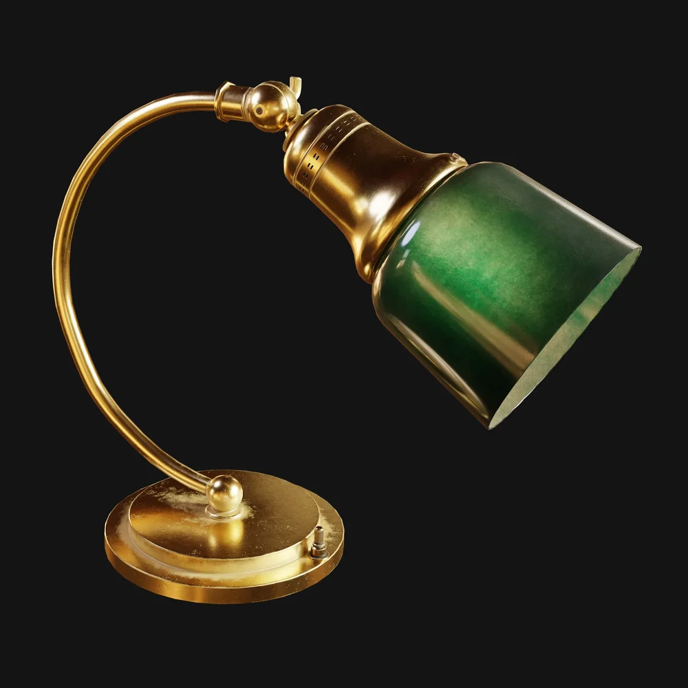 1920s Swan-Neck Brass Desk Lamp