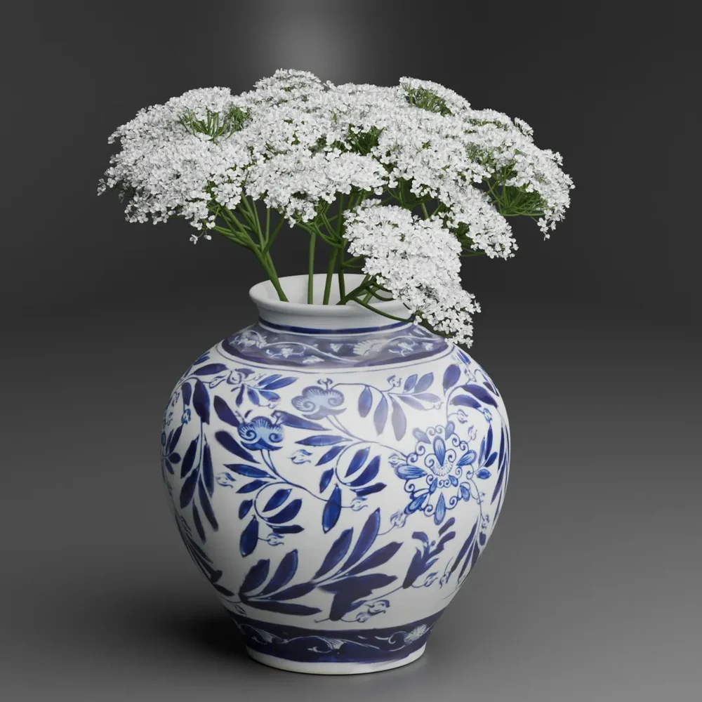 Ceramic Vase With White Flowers