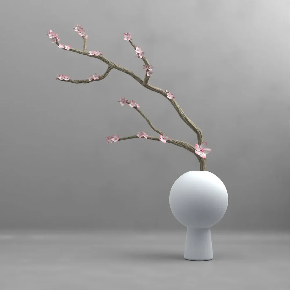 Indoor Plum Flower Plant White Pot