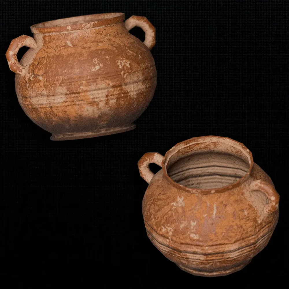 Ancient Clay Pot With Handles