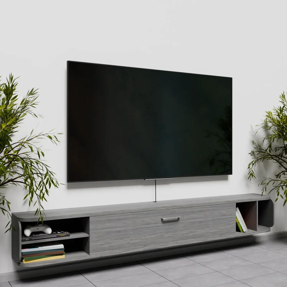 76 Inch Floating Tv Stand Grey M4