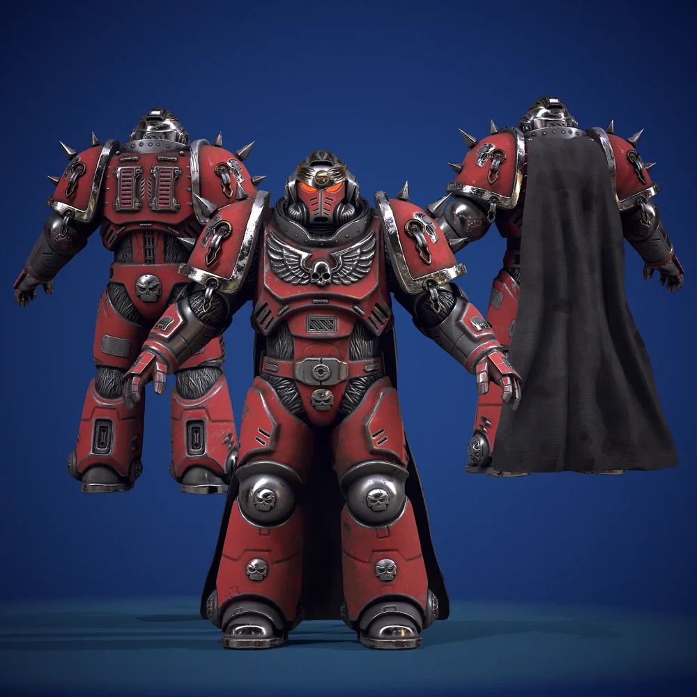 Sci-Fi Gothic Heavy Armor Warrior Red