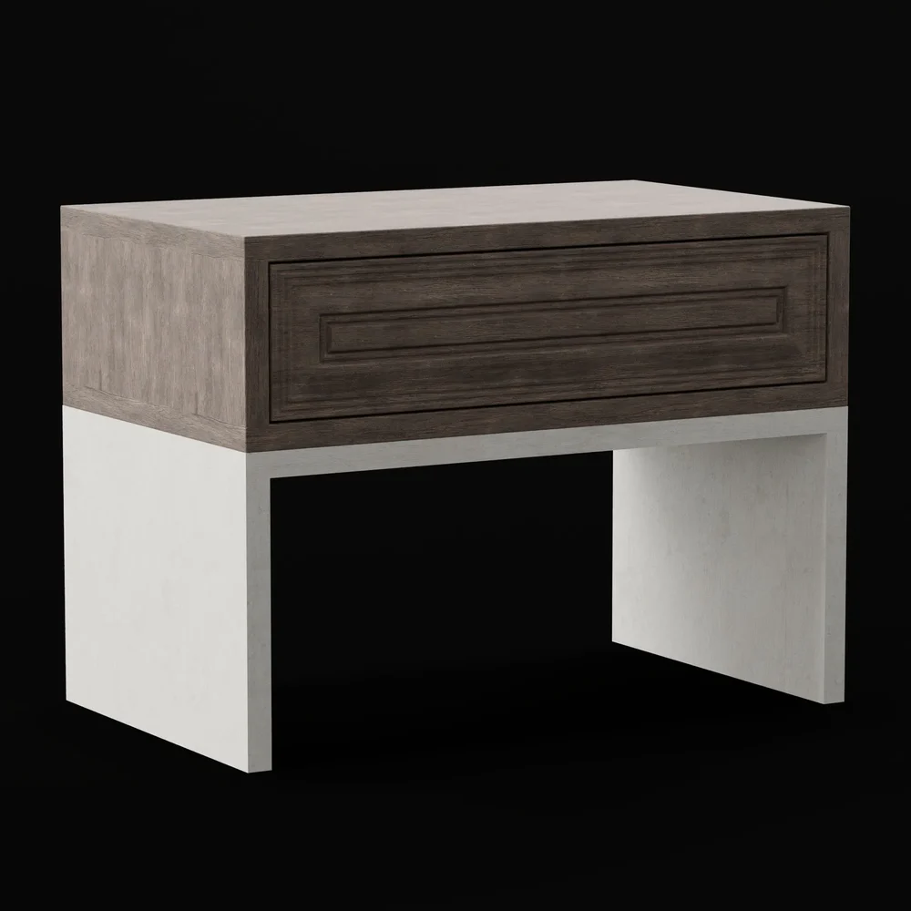 Wide Wooden White Nightstand