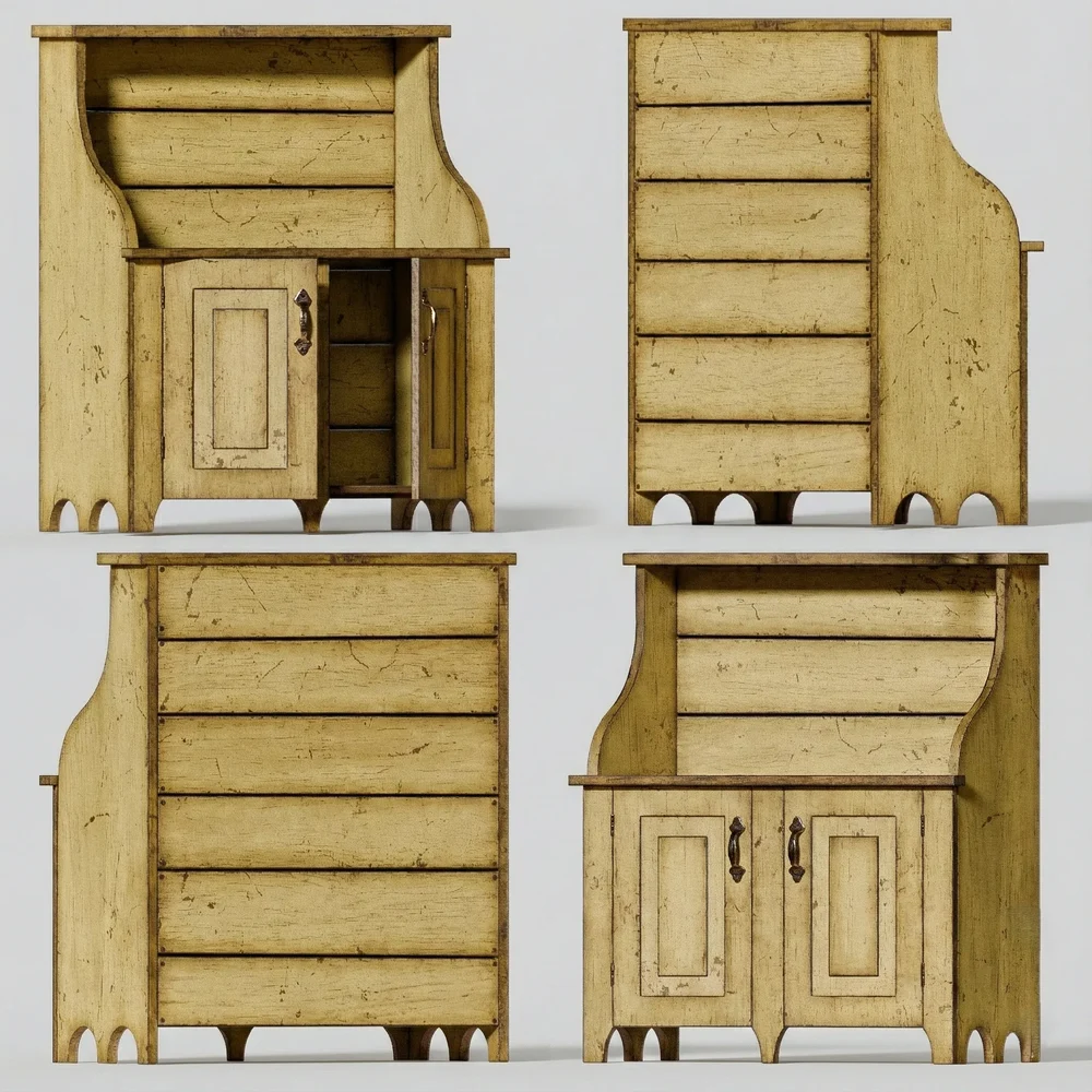 Antique Rustic Wooden Storage Cabinet