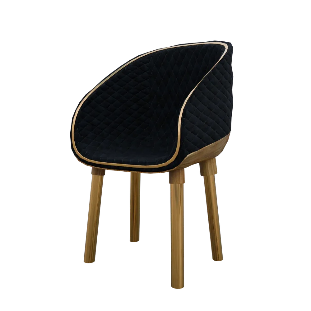 Luxury Velvet Armchair With Gold Accents