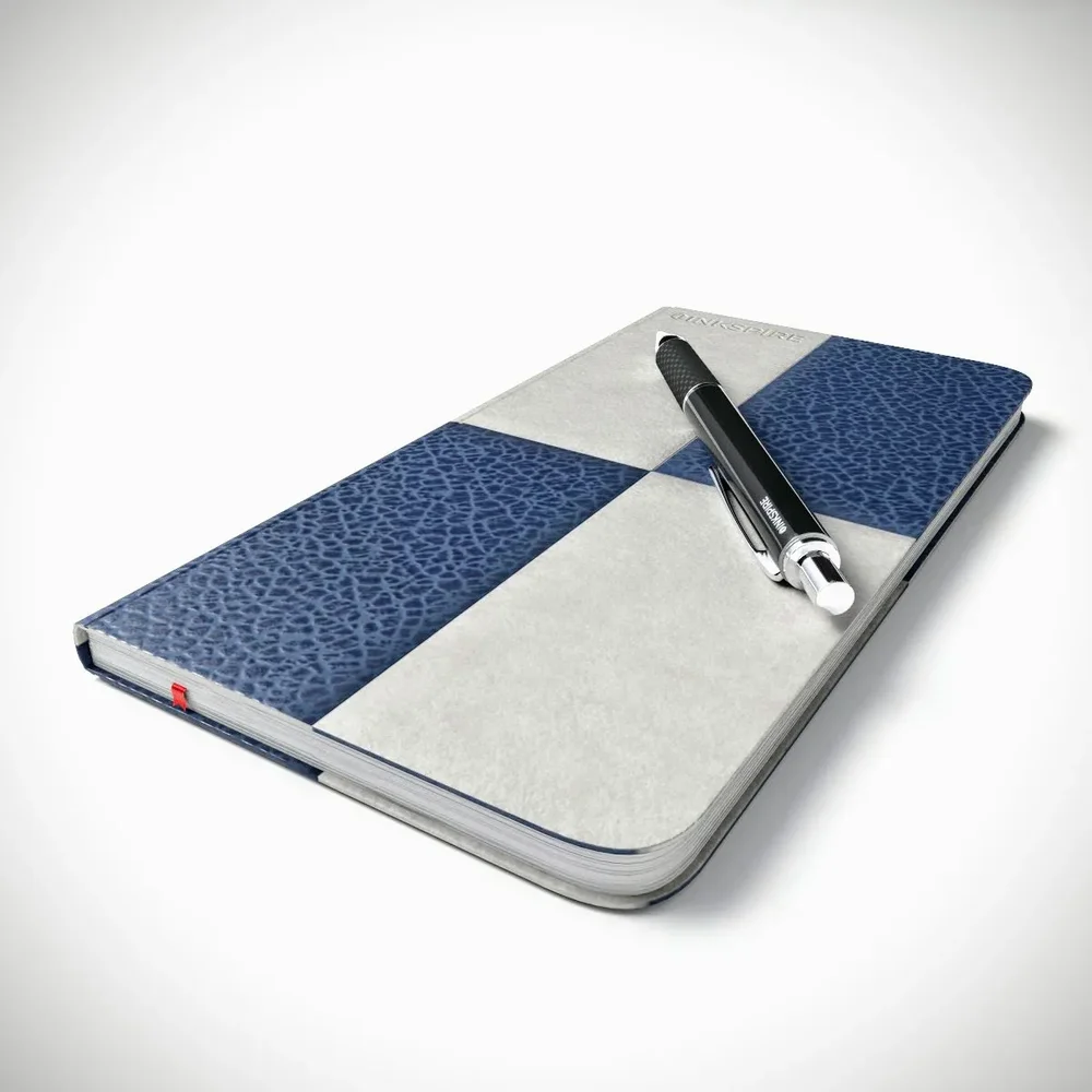 Notebook Checker Leather And Pen