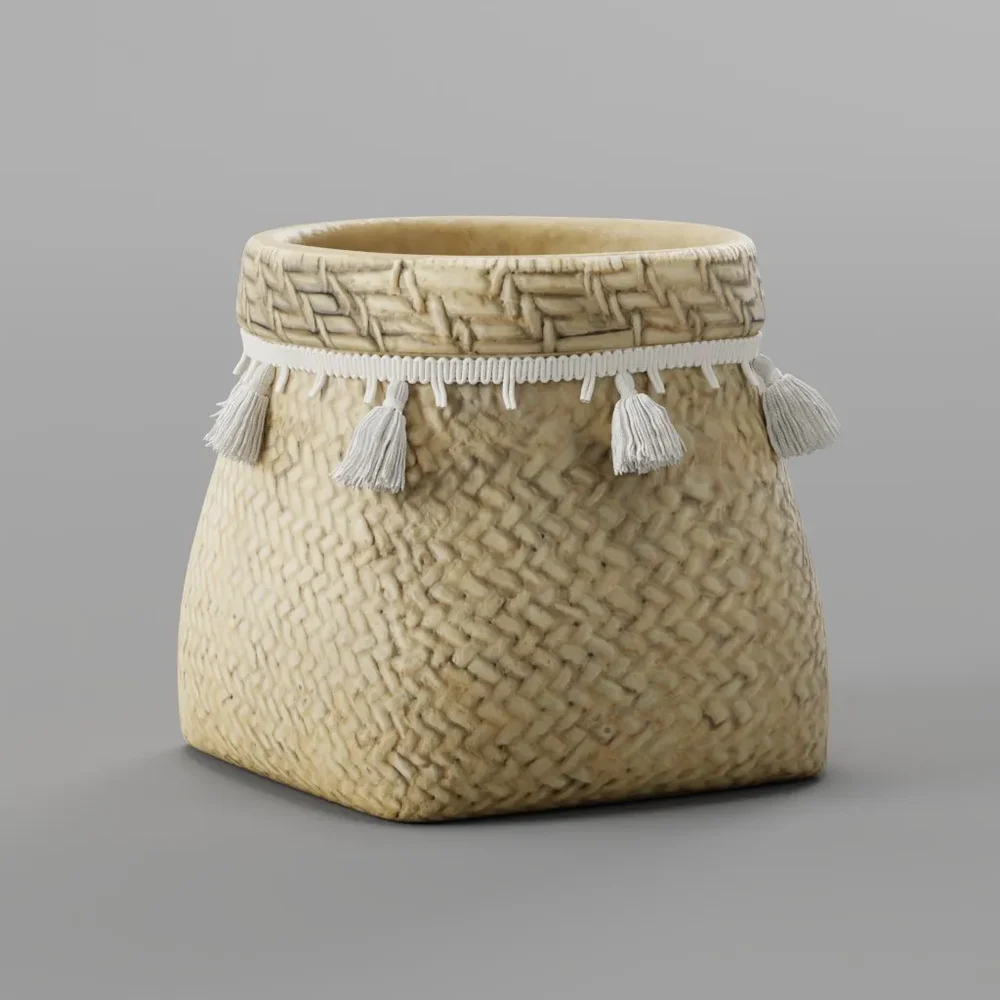 Small Planter Made Of Woven Bamboo