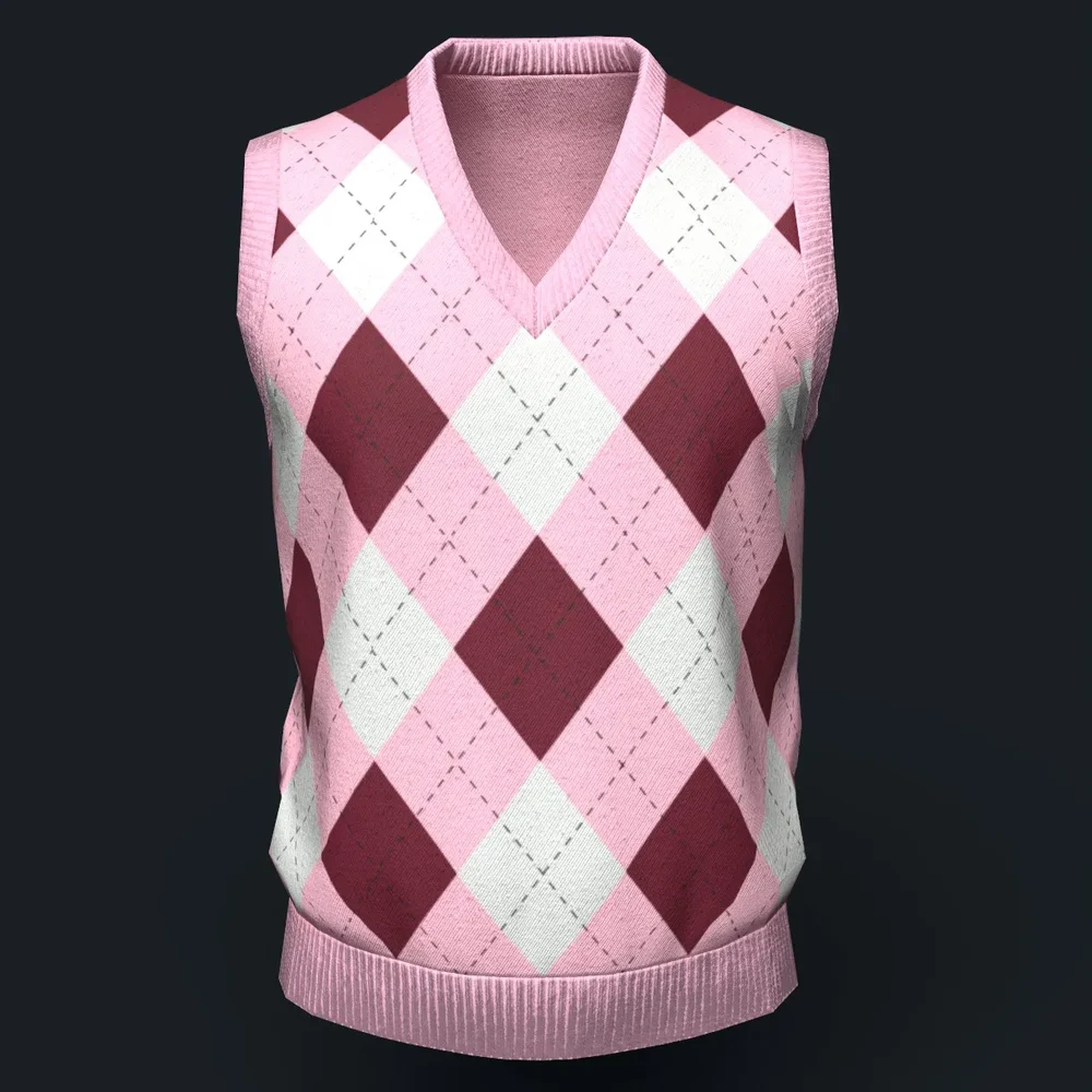Pink Argyle Knit Vest