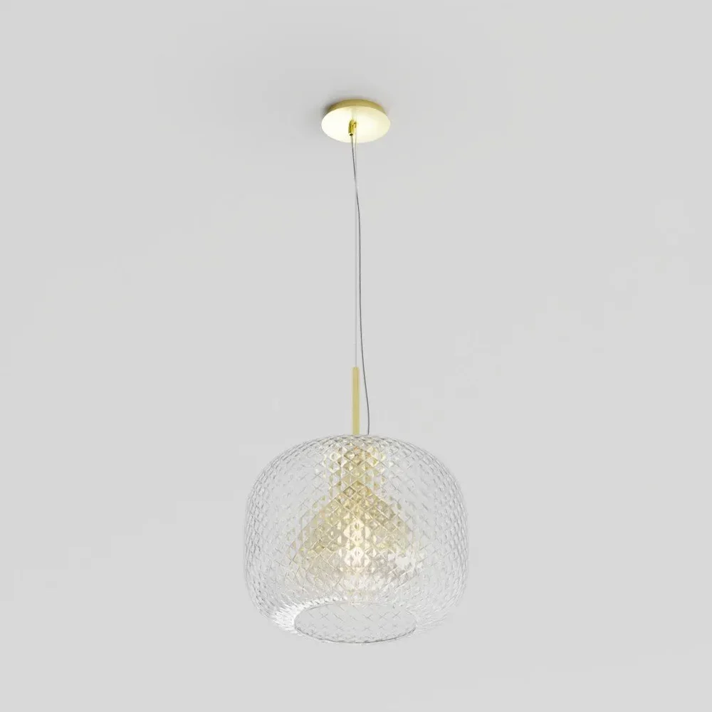 Glass And Brass Ceiling Light