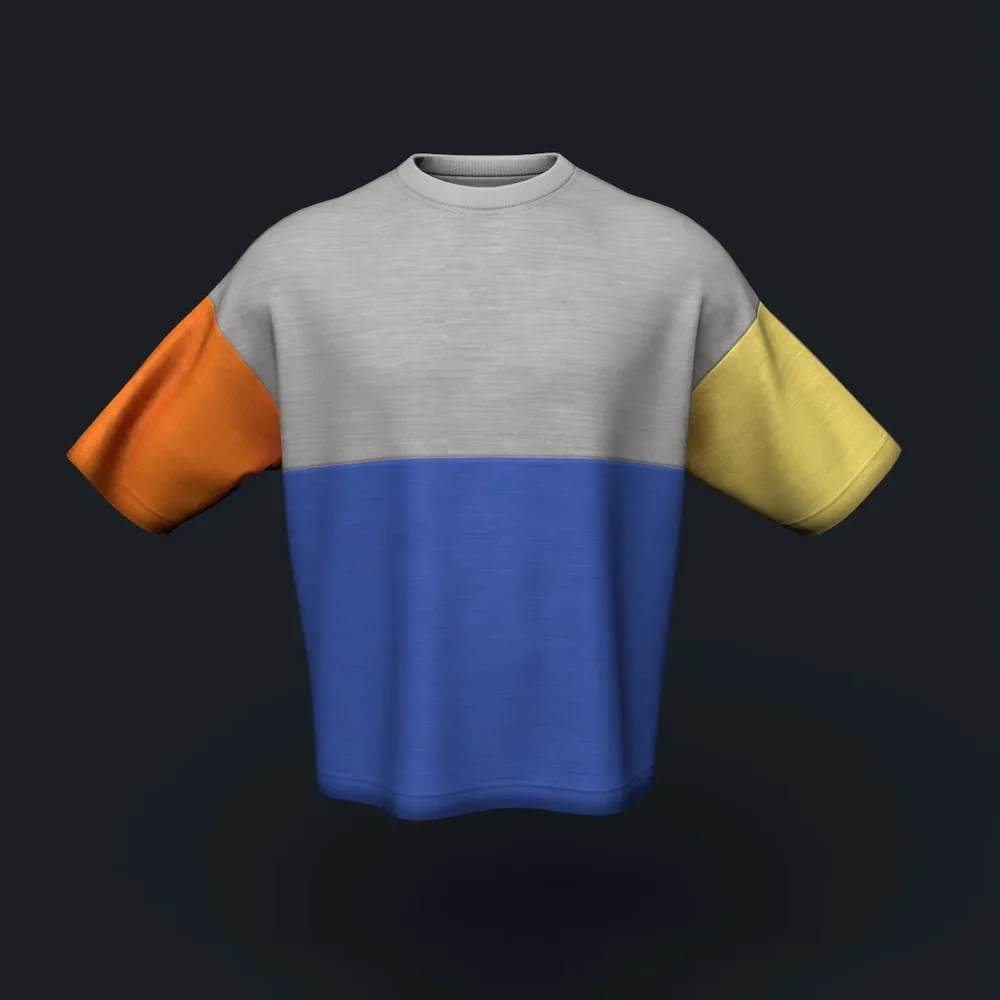 Color Block Oversized Cropped Shirt