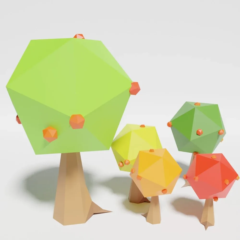 Low Poly Apple Tree Multicolor