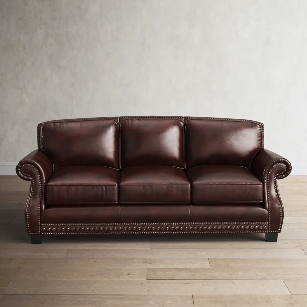 Vintage Rolled Arm Leather Sofa