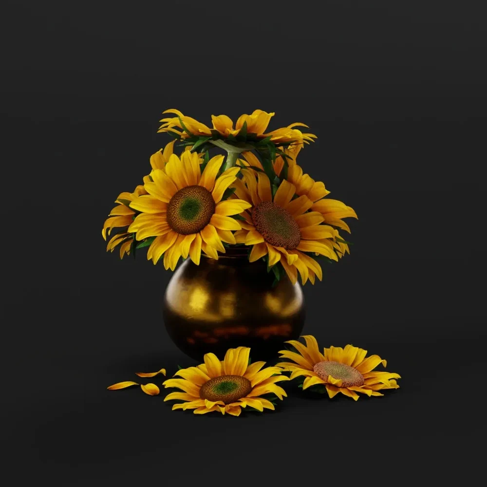 Sunflowers In Bronze Vase