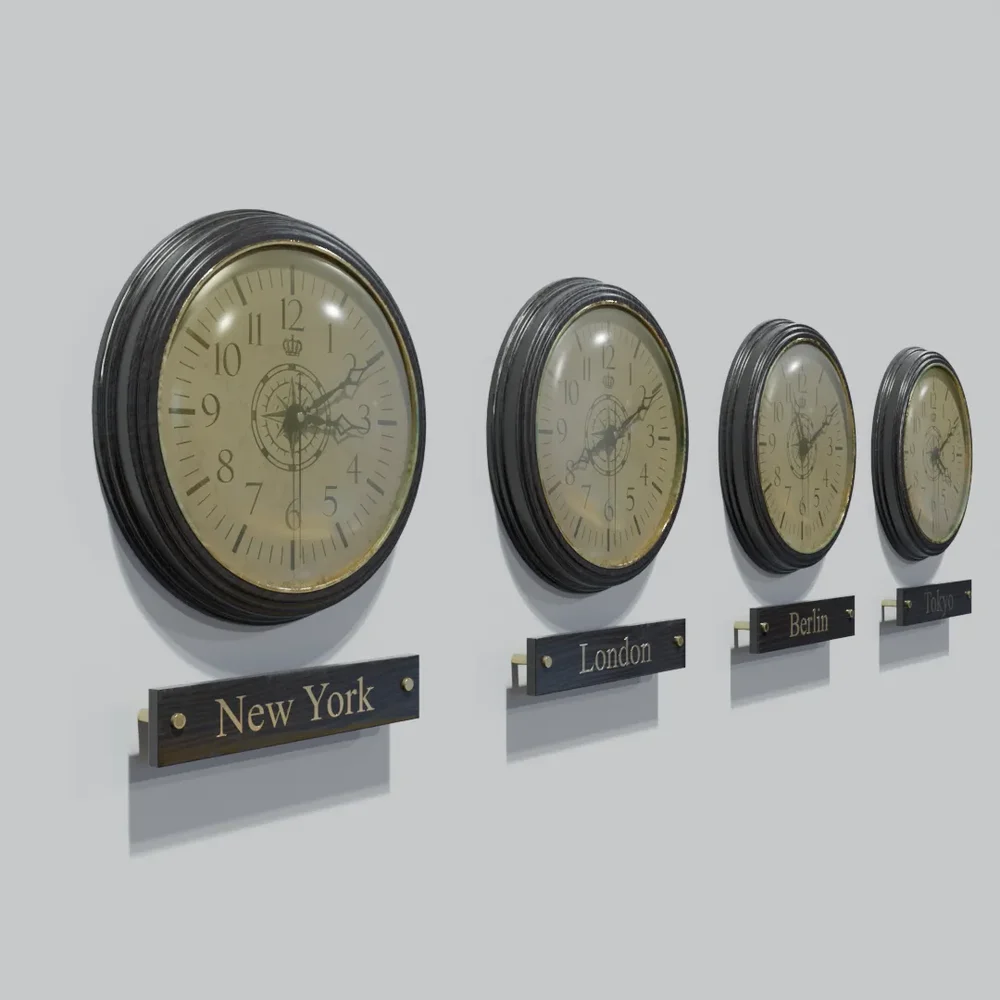 Vintage World Time Clock Set Dw