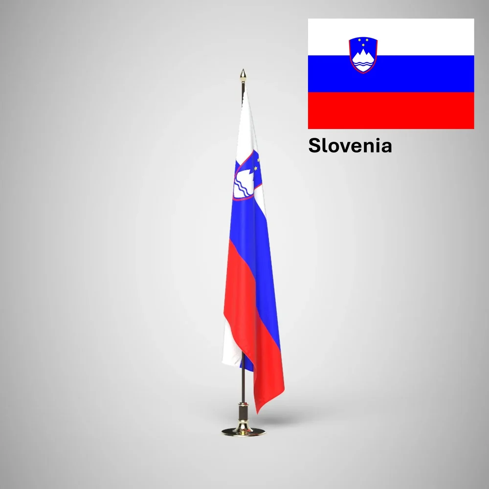 Slovenia Ceremonial Flag On Stand