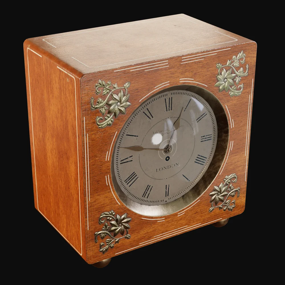 Ornate Wood Square Mantel Clock